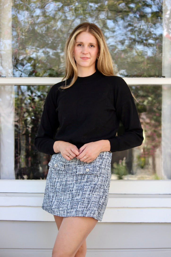 Tweed Mini Skort - Black