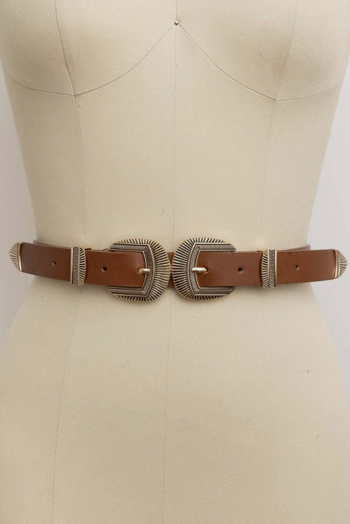 Double Buckle Belt - Brown