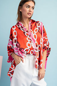 Chains of Love Blouse - Tomato Mix
