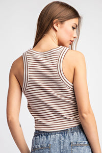 Ribbed Tank - Coco Stripe