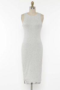 High Neck Double Layer Dress - Light Heather Grey