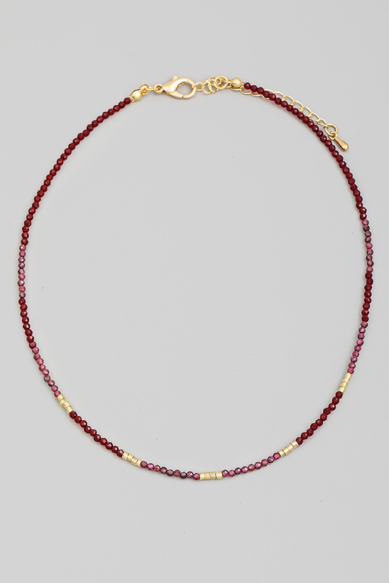 Tiny Beaded Choker - Burgundy