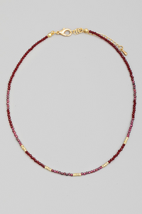 Tiny Beaded Choker - Burgundy