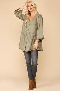 Two Toned Tunic - Olive